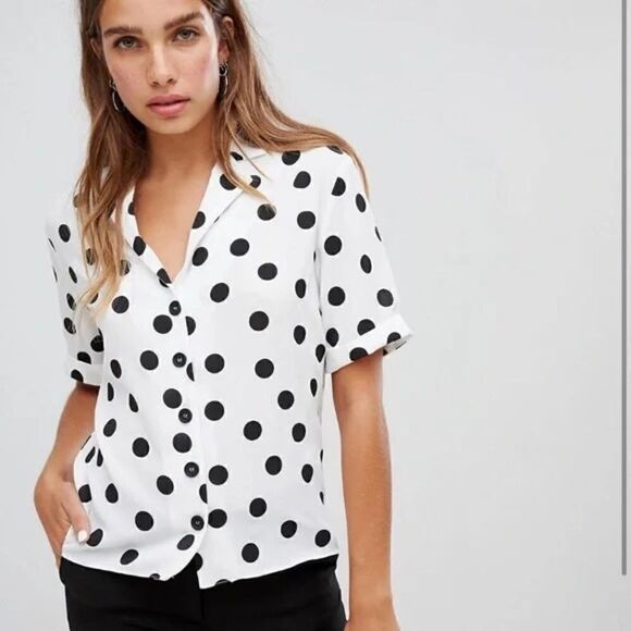 Vintage 80’s lol dot short sleeve button up blouse | size XL - Picture 1 of 4